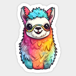 Colorful Rainbow Llama Sticker